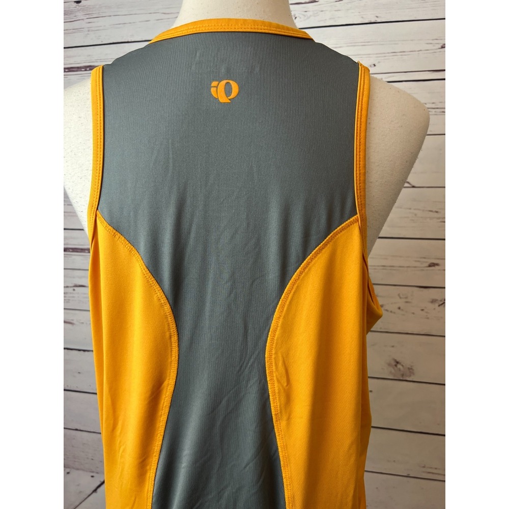 Pearl Izumi Cycling Tank Top Womens Large Gray Yellow Quarter Zip 1823 Biking - Picture 5 of 11
